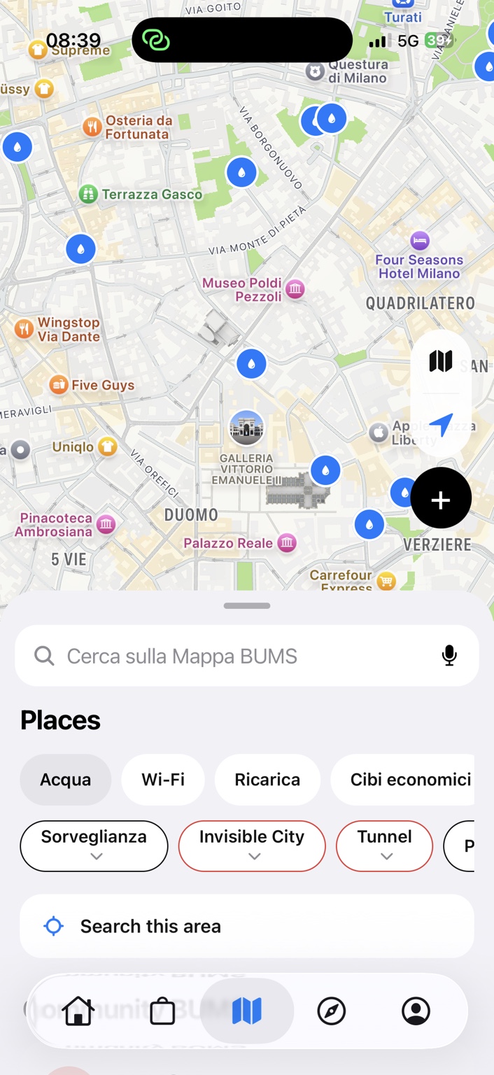 Schermata della BUMS Map