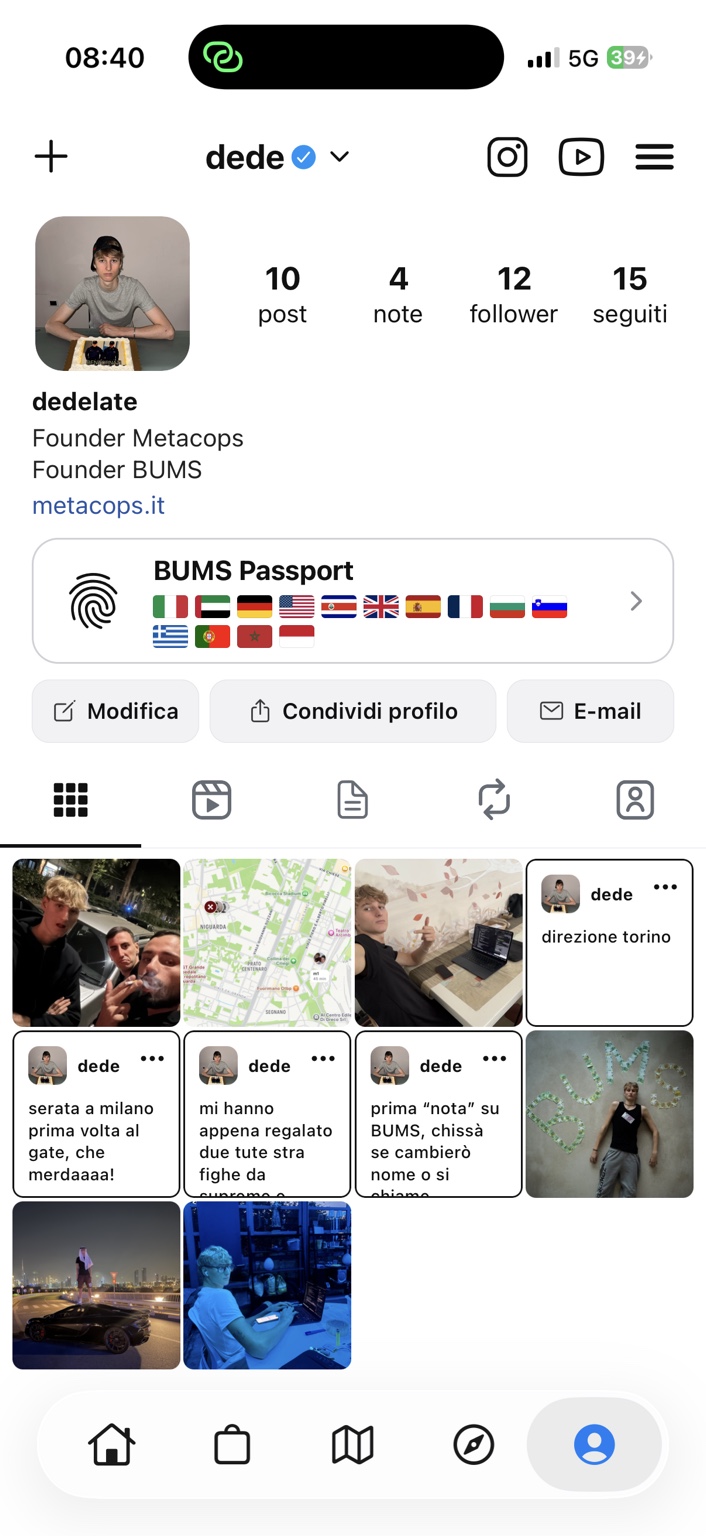 BUMS Passport e profilo